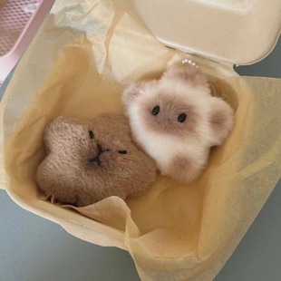 Squeaky Star Capybara Bag Pendant Cute Buddha Capybara Creative Backpack Stuffed Pendant Keychain