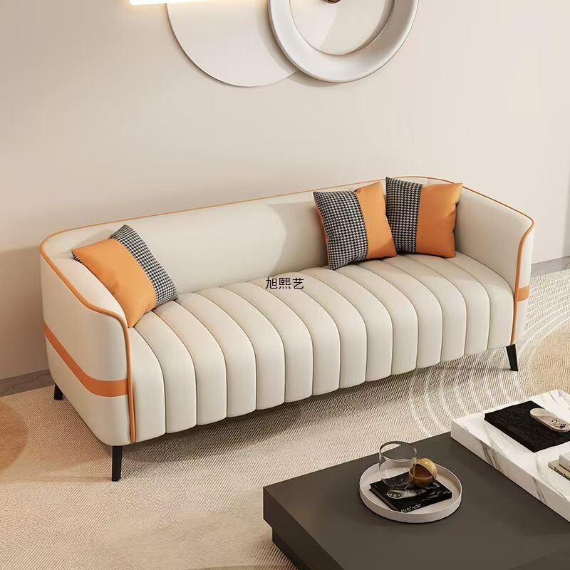 Cream-Colored Minimalist Modern Small Apartment Living Room Seating Area Reception Clothing Store Beauty Salon Apartment Double Small Sofa