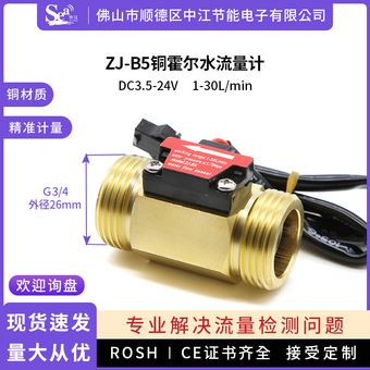 霍尔水流量传感器6分铜热水器纯水机霍尔水流量计农田灌溉B5厂家