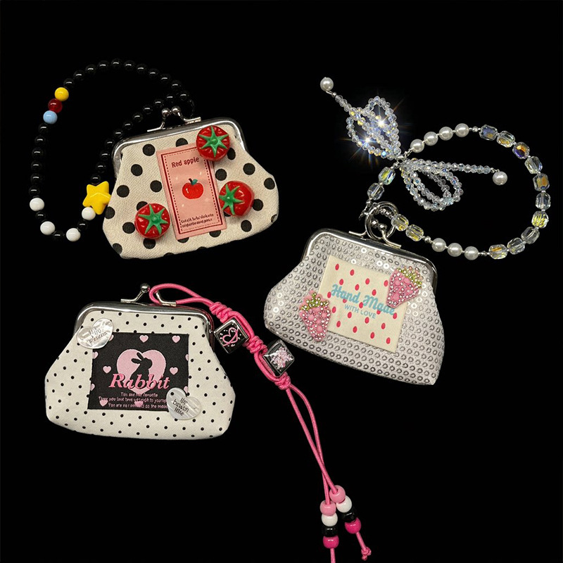 Y2K Millennium Hot Girl Starfish Tomato Black and White Polka Dot Coin Purse Ins Pendant Keychain Female Korean Style Bag Accessories Y2K Millennium Hot Girl Starfish Tomato Black and White Polka Dot Coin Purse Ins Pendant Keychain Female Korean Style Bag Accessories