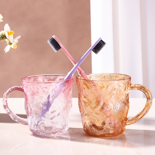 Glass Mouthwash Cup High Beauty Transparent Glacier Toothbrush Cup Household Couple Toothbrush Cup Full of Washing Cup