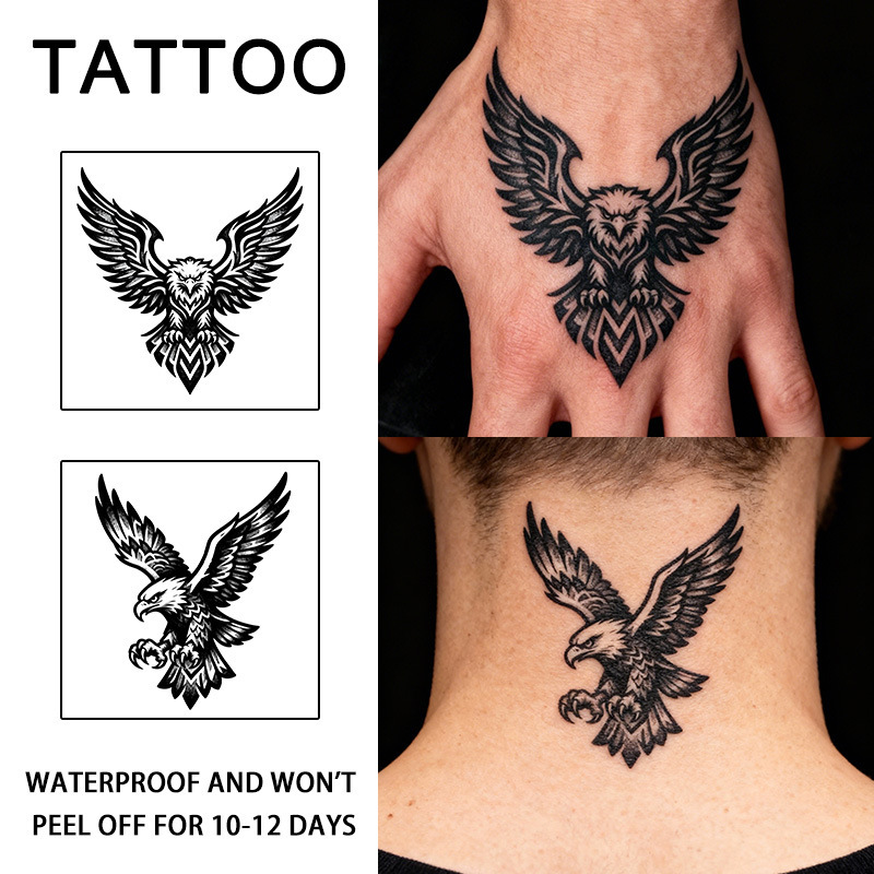 Temu's Popular Soaring Eagle Herbal Tattoo Stickers Are Long-Lasting, Waterproof, Stylish, and Suitable for Arms and Necks as Fake Tattoos