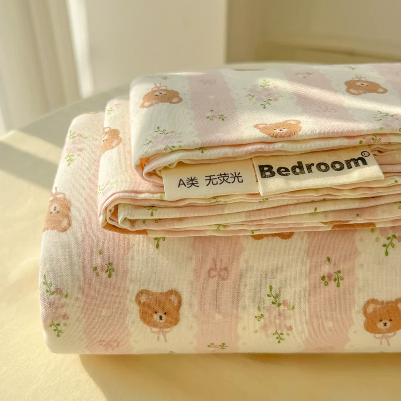 3-Piece Cotton Bedding Set, Mother & Baby / Elementary Students — Pillowcase + Sheet, Multiple Patterns