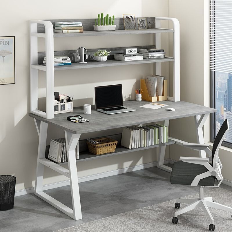 Desktop Office Desk for Home Use, Simple Pegboard Computer Desk, Bedroom Study Desk, Integrated Bookshelf Writing Desk