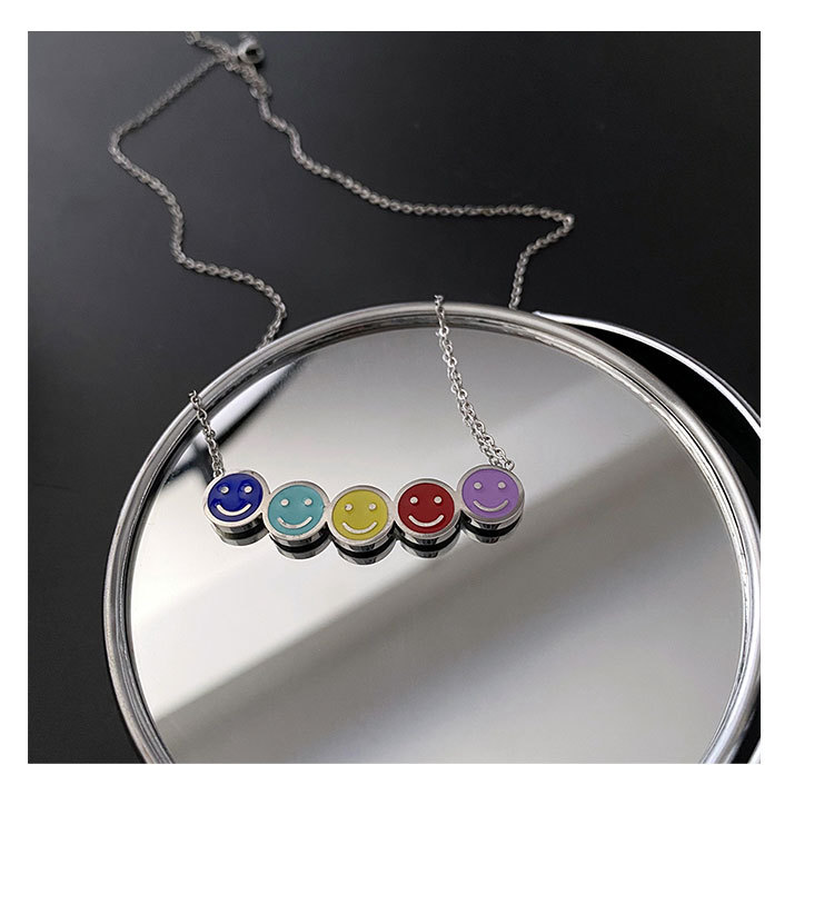 Fashion Smiley Face Titanium Steel Enamel Necklace 1 Piece