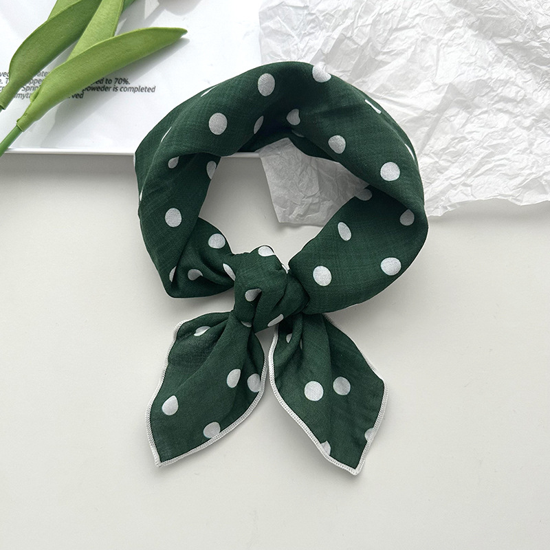 Algodón y lino pequeña bufanda cuadrada para mujeres primavera y verano nuevo estilo coreano fresco temperamento floral cuello protección pequeña bufanda de la banda de pelo bufanda