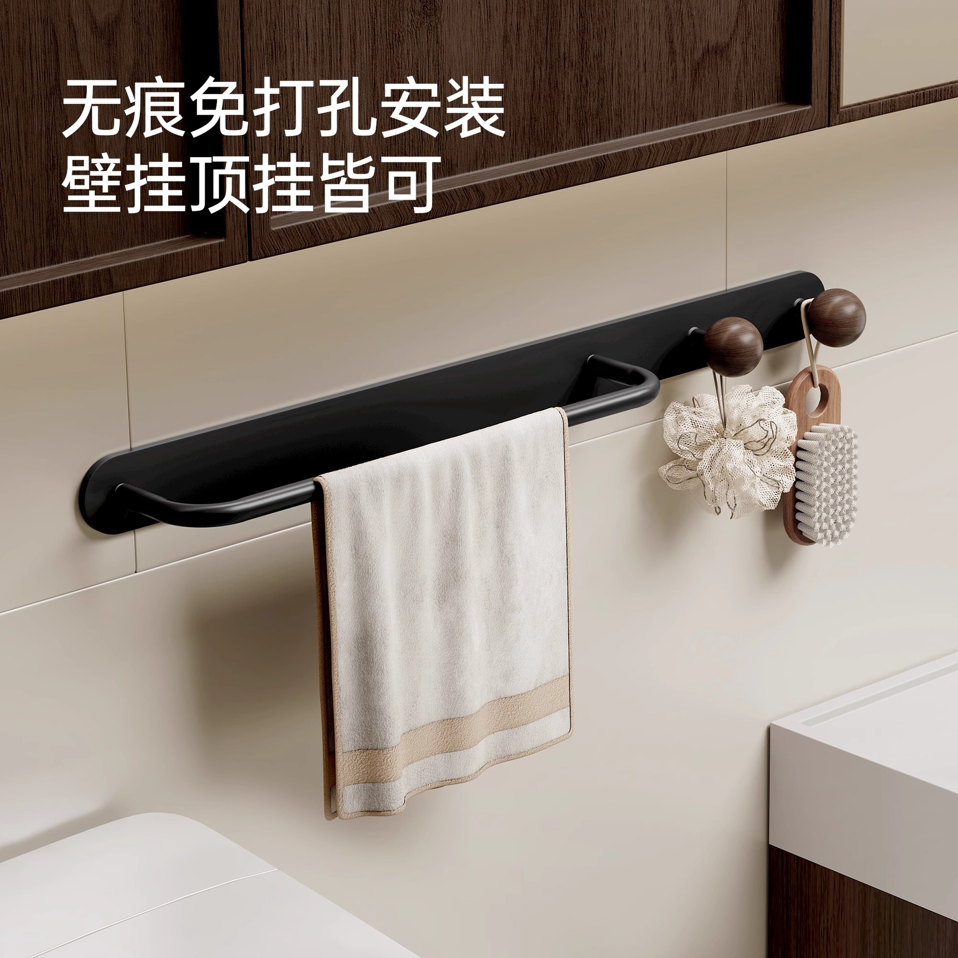 Medieval Style Towel Rack Bathroom Punch-Free Wall-Mounted Storage Rack Bathroom Towel Bar Toilet Toilet Storage Rack