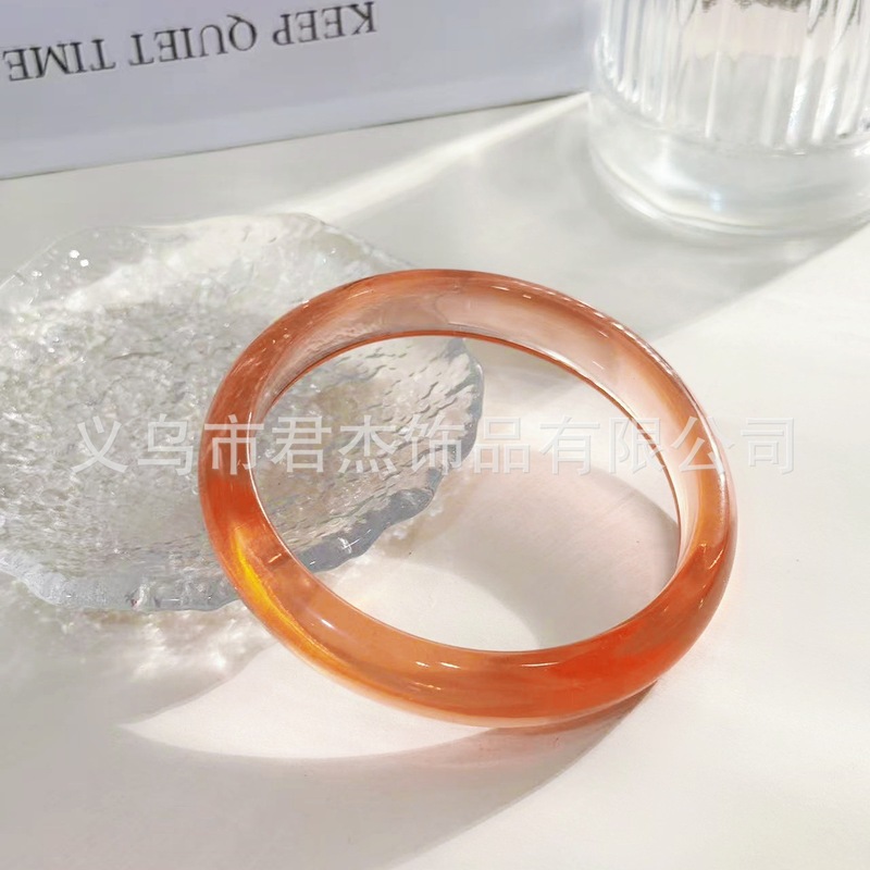 欧美新款几何圆形多色树脂手镯时尚高级感叠戴手环个性搭配手饰潮|undefined