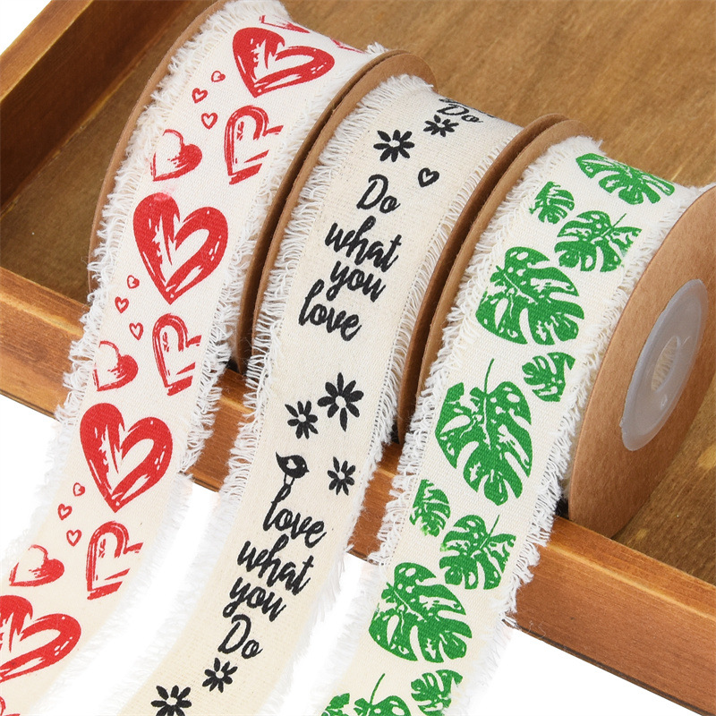 Transfronterizos nueva impresión de cinta de amor cinta de algodón jardinería decoración de maceta de tortuga hecha a mano cinta de hoja de 5 yardas