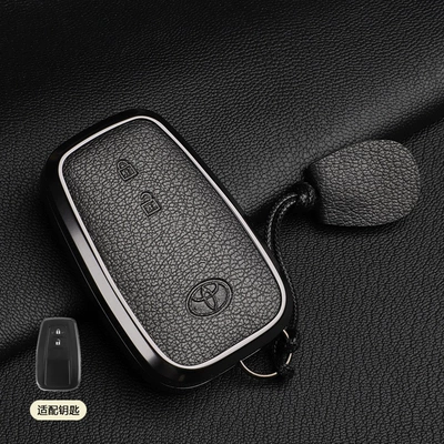 Car key bag, 19-23 Avalon Genuine Goatskin - 1-mysterious-black-asian-dragon-model-b-2-button-hand-rope-french-goat-leather