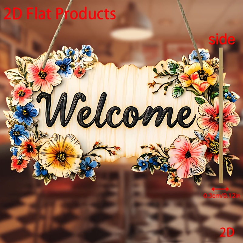 Colgar flores transfronterizas bienvenidas lista de madera jardín de viento pastoral placa decorativa florista de alojamiento simple pared