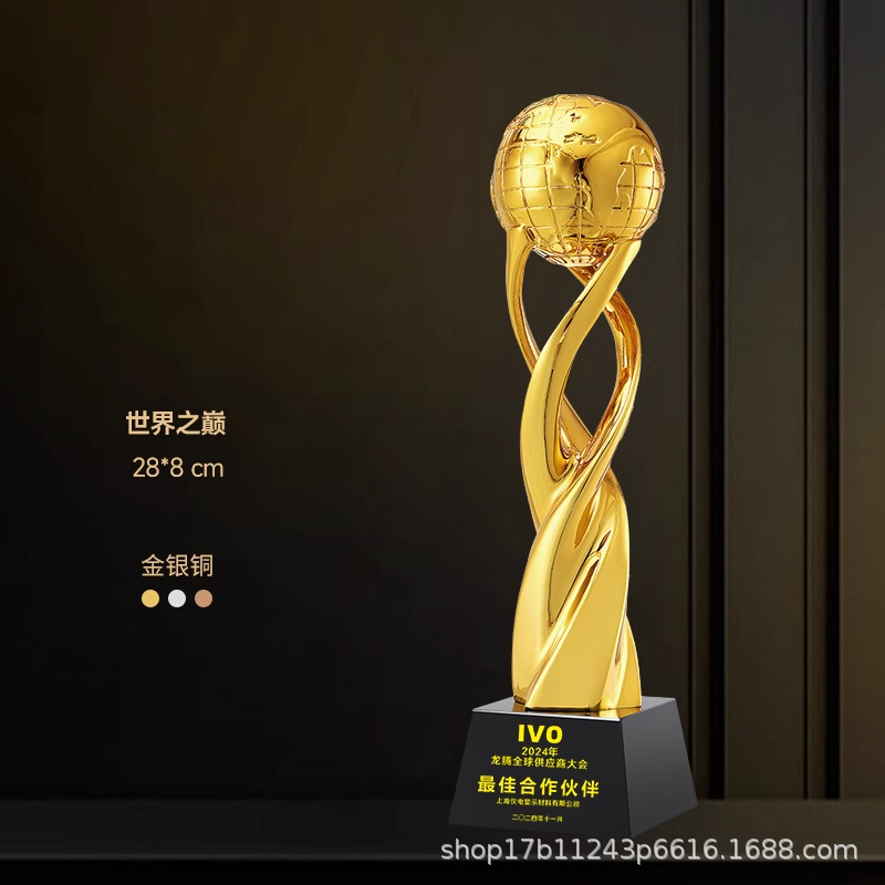 Reunión anual creativa de trofeos de resina oro, plata, bronce, estrella de cristal, competencia de baloncesto, conmemoración creativa del excelente personal