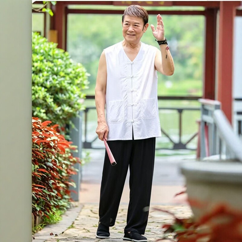 Middle-Aged and Elderly Men's Summer Thin Cotton Silk Zhongshan Style Vest, Large Size Loose Casual Home Wear, Solid Color Dad Outfit Middle-Aged and Elderly Men's Summer Thin Cotton Silk Zhongshan Style Vest, Large Size Loose Casual Home Wear, Solid Color Dad Outfit