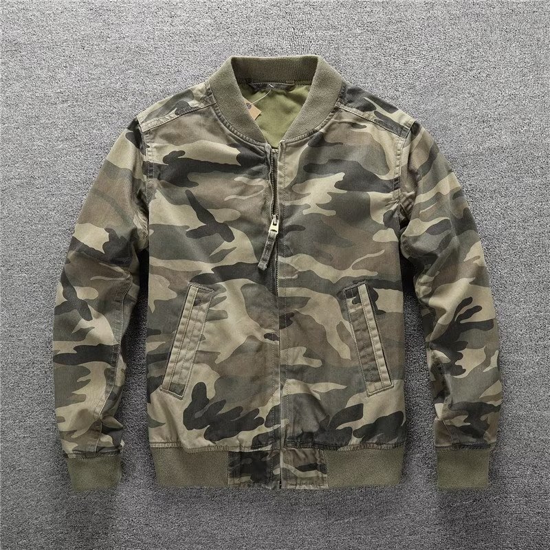Europe and the United States retro autumn and winter new men's camouflage casual jacket jacket trendy men's baseball jacket men's a generation of hair