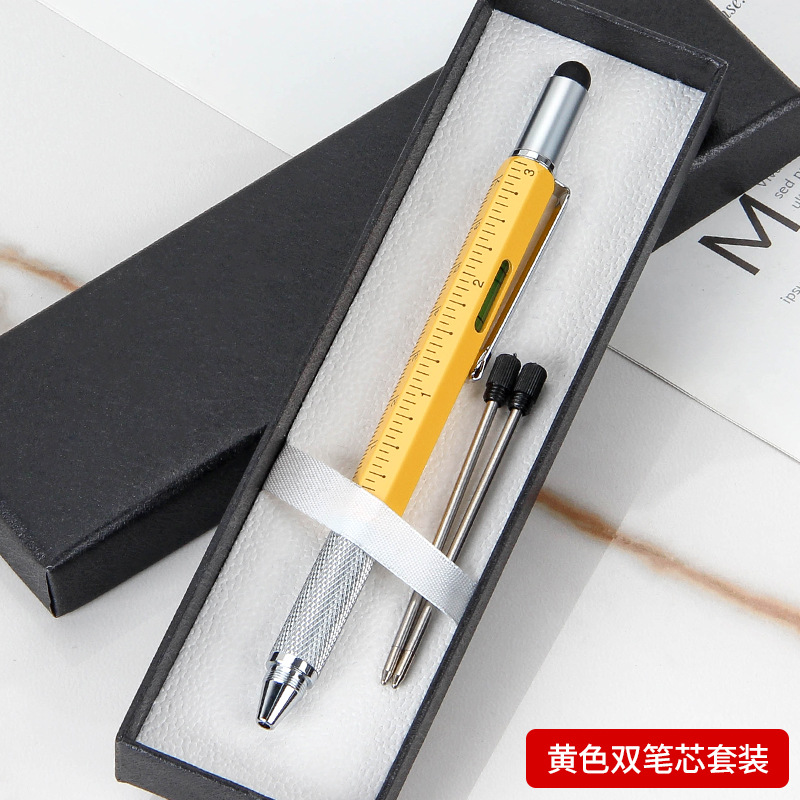 Regla de Metal Multifuncional 6 en 1 con Pantalla Táctil, Nivel, Destornillador Hexagonal y Bolígrafo