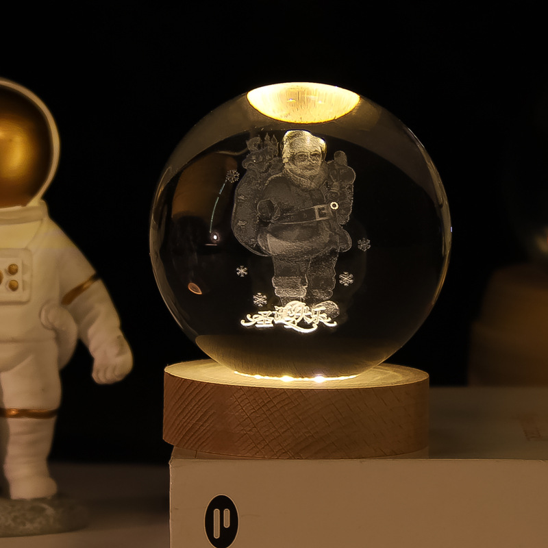 Lámpara Nocturna de Bola de Cristal 3D de Cristal Blanco, Grabado 3D e Iluminación LED, para Decoración y Regalo de Cumpleaños image 8