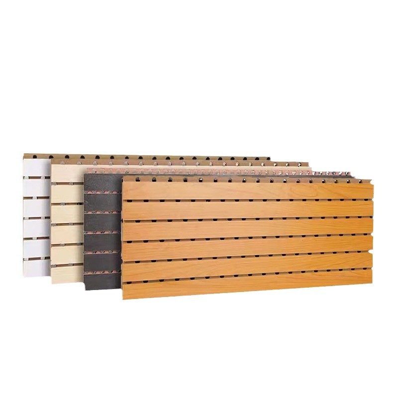 Placa de madera de absorción de sonido ranura perforada madera cerámica aluminio ignífugo ambiente escuela sala de conferencias decoración de pared material aislante de sonido