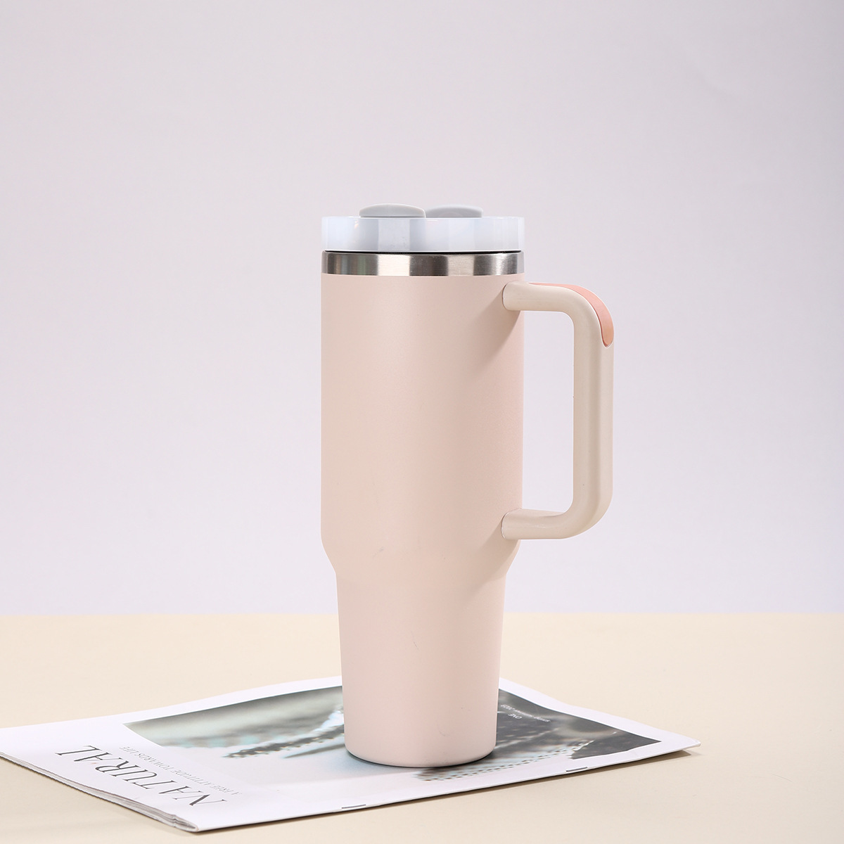 Taza térmica gigante de acero inoxidable 304 de 40 oz, con asa y pajita