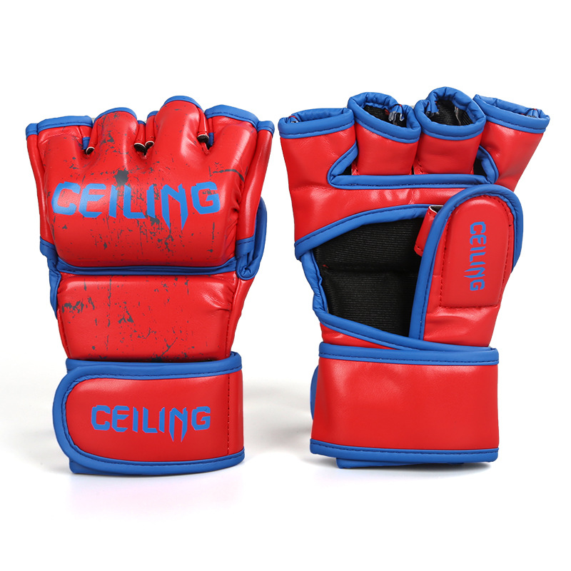 Ventas directas de fábrica de Ceiling Guantes de lucha Sanda Entrenamiento de UFC Guantes de boxeo de medio dedo profesionales especiales para sacos de arena