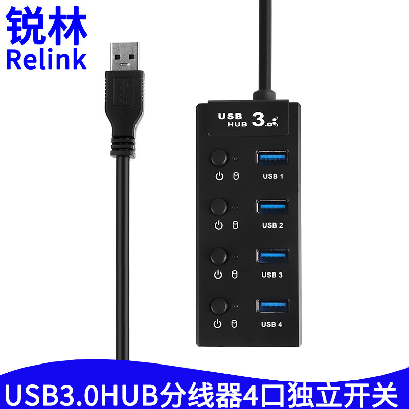 4-port switch button usb3.0 splitter docking station laptop Type c to usb3.0 Hub
