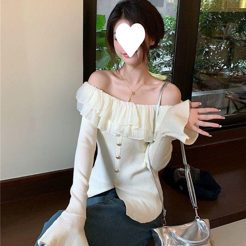 Топ на одно плечо с рюшами, в французском стиле, прикрывающий живот, размеры XXS–4XL