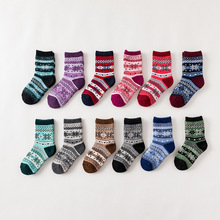 跨境专供秋冬毛巾毛圈儿童中筒袜子加厚保暖兔毛袜羊毛儿童袜子