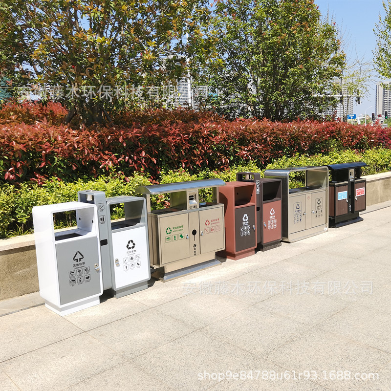 户外不锈钢垃圾桶商用公用景区街道环卫果皮箱分类单桶可回收