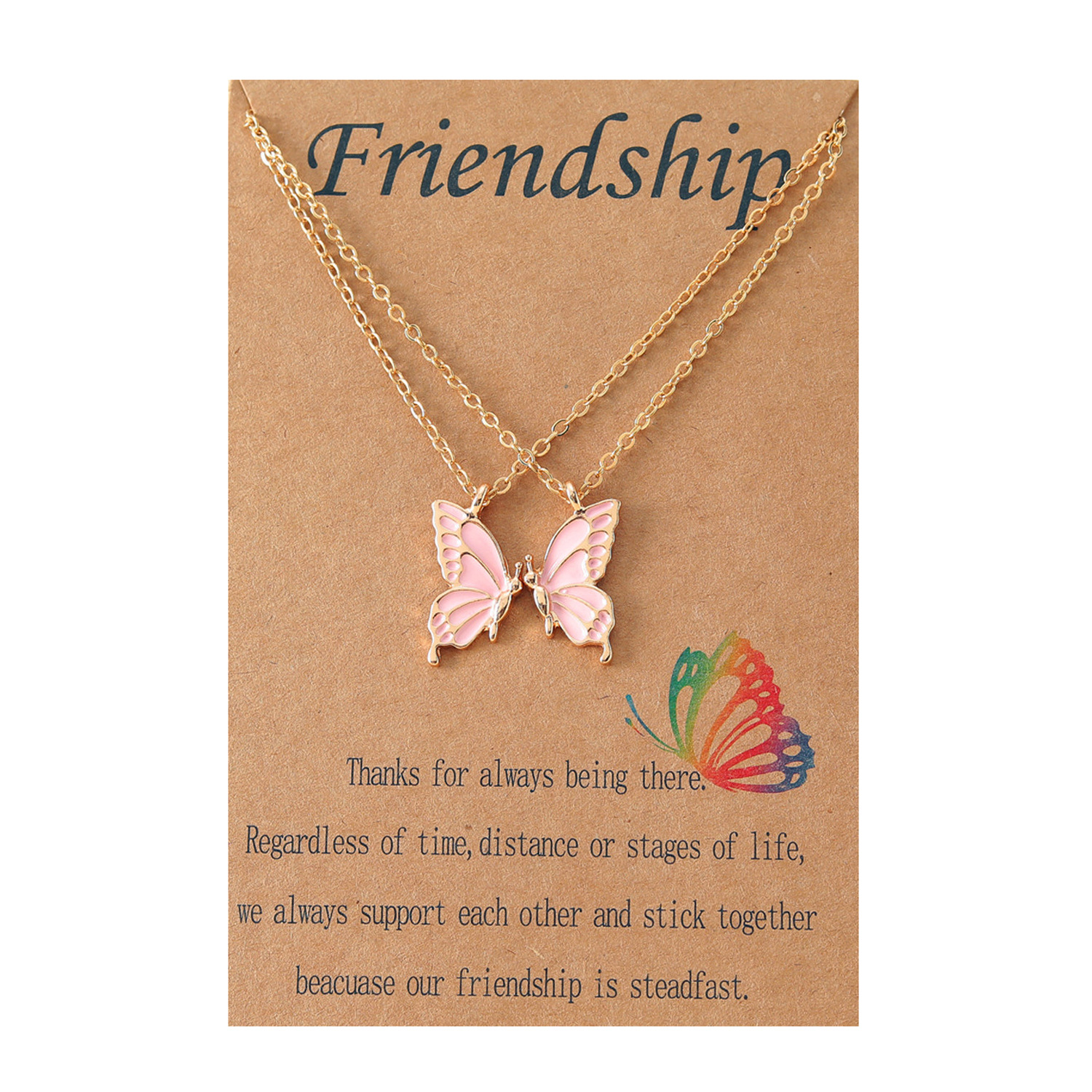 Butterfly Pattern 2 Pieces Simple Style Butterfly Alloy Enamel Women's Pendant Necklace
