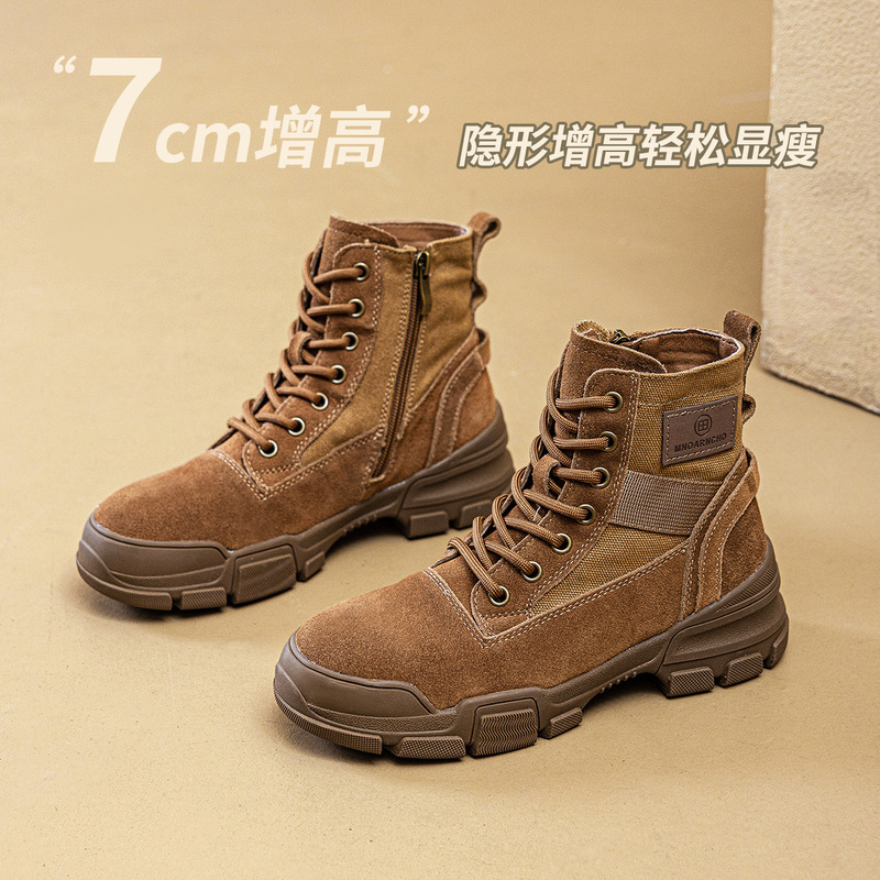 Women's Hidden Heel Martin Boots 2026 New Spring/Summer Desert Hiking Boots Retro Outdoor Trekking Work Short Boots for Spring and Autumn