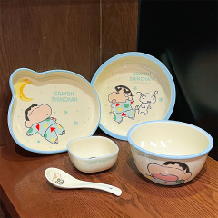 クレヨンしんちゃん陶磁器食器ご飯茶碗家庭用かわいいアニメ高颜値食器朝食牛乳カップ料理皿