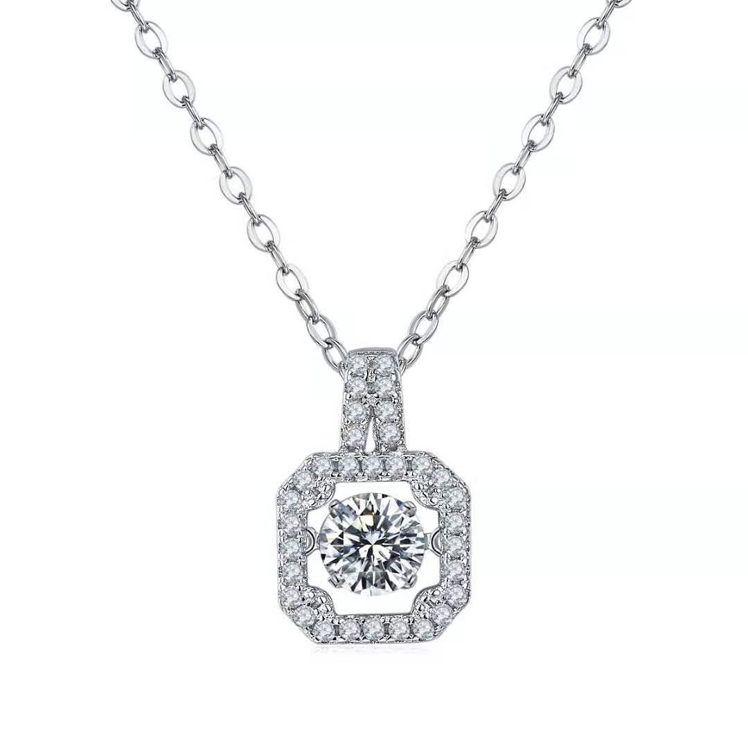 方钻微镶项链女灵动跳动的心吊坠钛钢时尚设计感锁骨链女