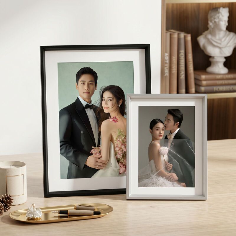 Custom-made aluminum alloy photo frame for wedding registration photos, table display, wedding photos, anniversary wall hanging, high-end photo frame Custom-made aluminum alloy photo frame for wedding registration photos, table display, wedding photos, anniversary wall hanging, high-end photo frame