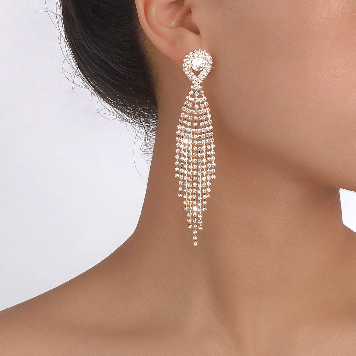 Mode Géométrique Strass Gland Des Boucles D'oreilles 1 Paire display picture 1