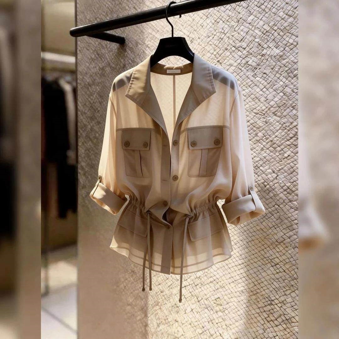 French-Style Design Long-Sleeved Sun Protection Shirt for Women, New Spring and Summer Fashion Workwear Style, Versatile Top