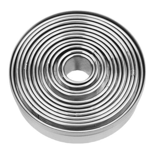 12 pieces thickened stainless steel biscuit cutting mold mousse ring round fruit and vegetable cutting and dumpling skin mold baking tools