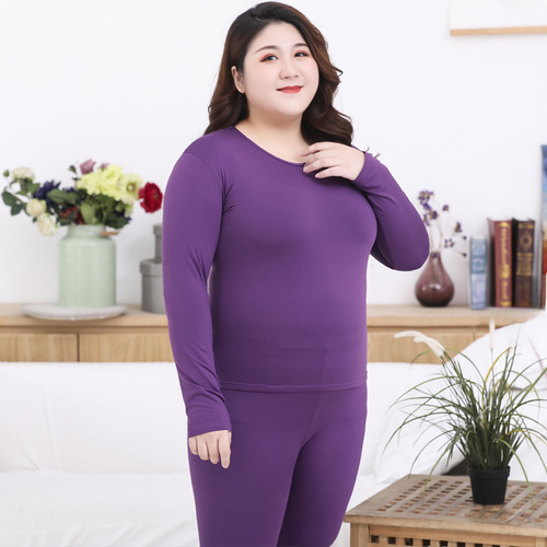 M-6XL 8-Pack Solid Color Warm Thermal Long-Sleeve Pajamas with Fuzzy and Thickened Plus Size Sleepwear for Plus Size Women Home Clothing