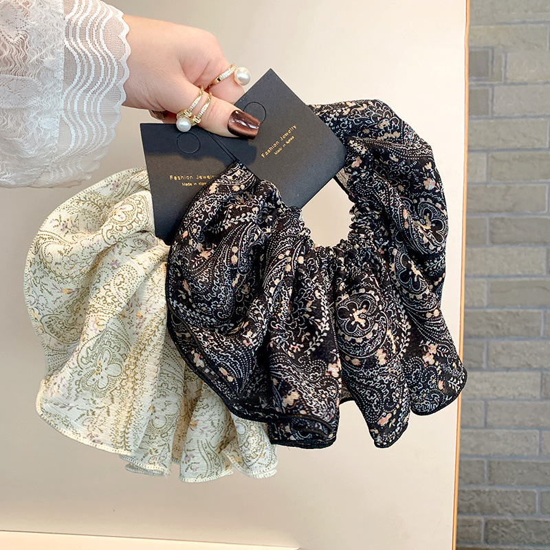Großes Vintage Blumen Scrunchie Für Damen Modisches Haar-accessoire_voghion.com