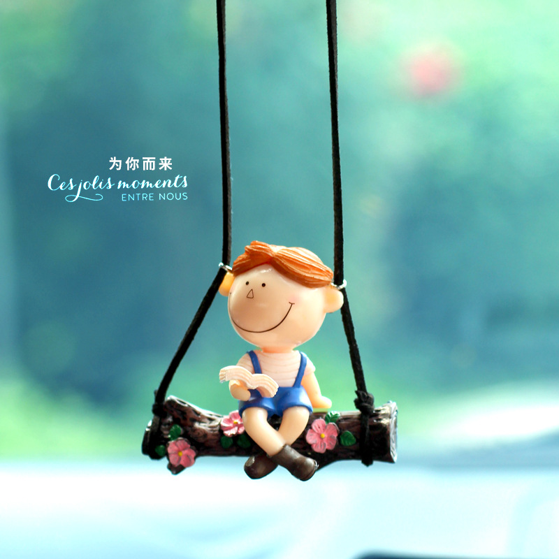 Swing Duck Series Pareja de dibujos animados Espejo retrovisor de coche colgante