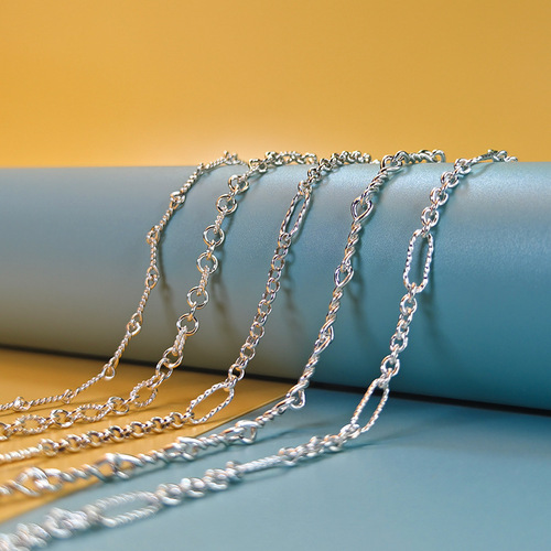 S925 sterling silver semi-finished woven chain wholesale twisted cross twisted wire long cross 80C cross