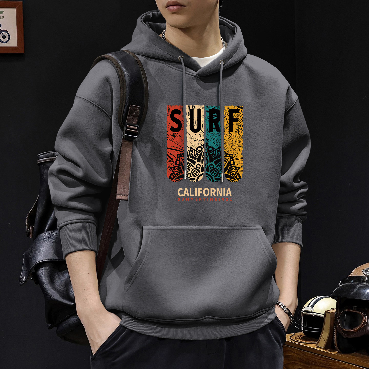 Chaqueta con capuz para hombres con veludo de otoño americano ropa de alta calle marca de moda de otoño y invierno chaqueta pesada de alto gramo