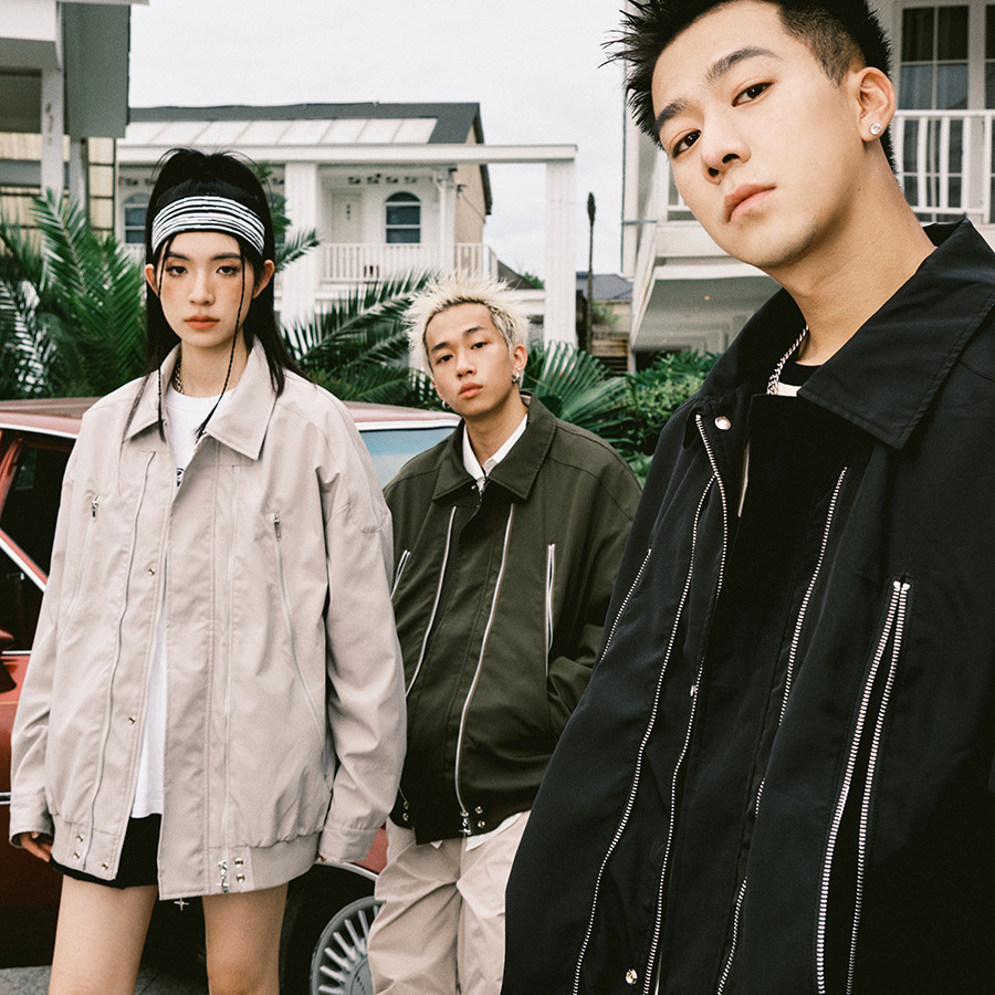 Chaqueta con cremallera de solapa de primavera y otoño para hombre, marca de moda casual, guapo, diseño retro japonés, estilo de Hong Kong, chaqueta de todo fósforo americana