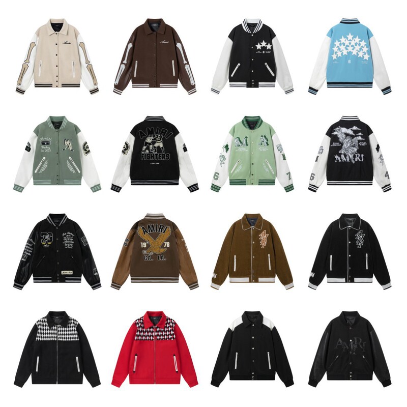 High-End Amiri New Heavy-Duty Embroidered Casual Baseball Jacket Trendy Loose Casual Fashion Jacket for Men High-End Amiri New Heavy-Duty Embroidered Casual Baseball Jacket Trendy Loose Casual Fashion Jacket for Men