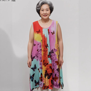 2025 European and American Cross-border Number Amazon wish Sleeveless Shoulder Vest dress Women's Loose dress Summer Wear