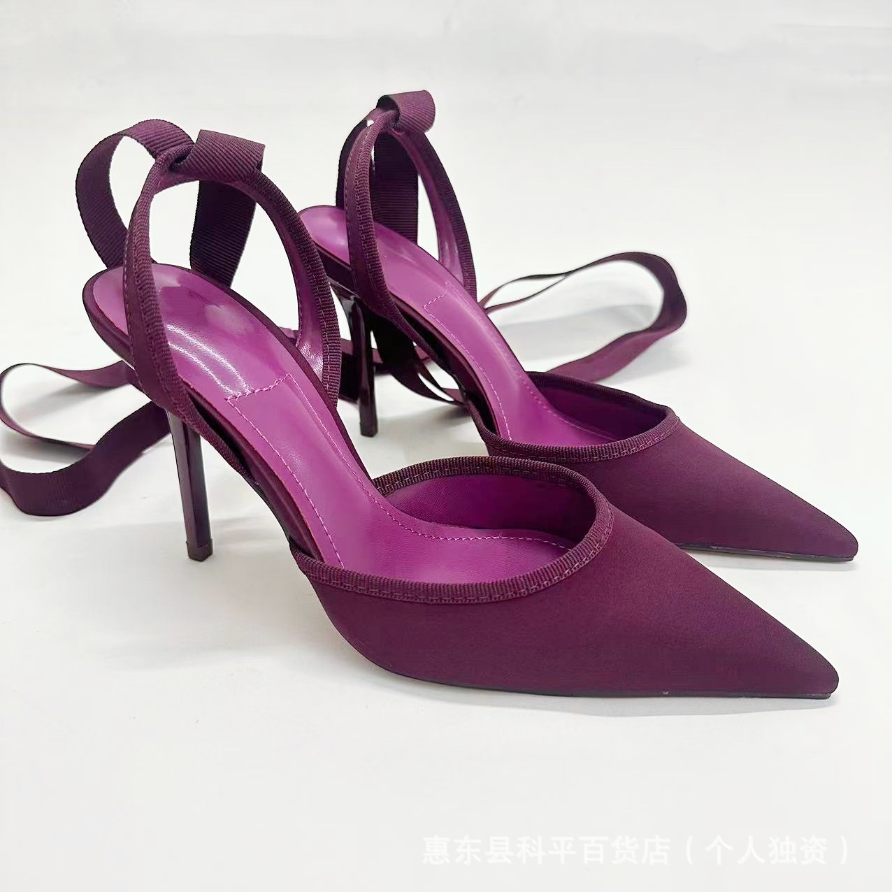 2025 New Women's Shoes Silks and Satins Effect Stiletto Heel Pointed Toe Toe Back Strap High Heel Sandals for Women