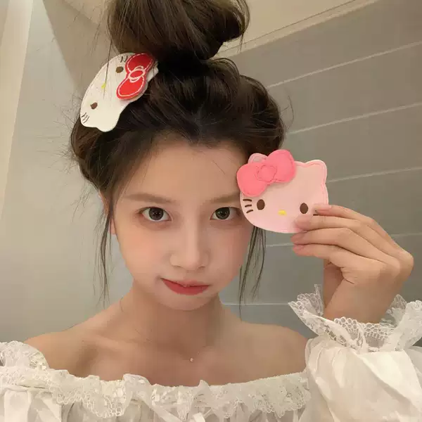 Korean-style cute KT cat hair clip, hair tidying magic tape, hair accessory for makeup and face mask application, traceless bangs sticker, hair adhesive tape