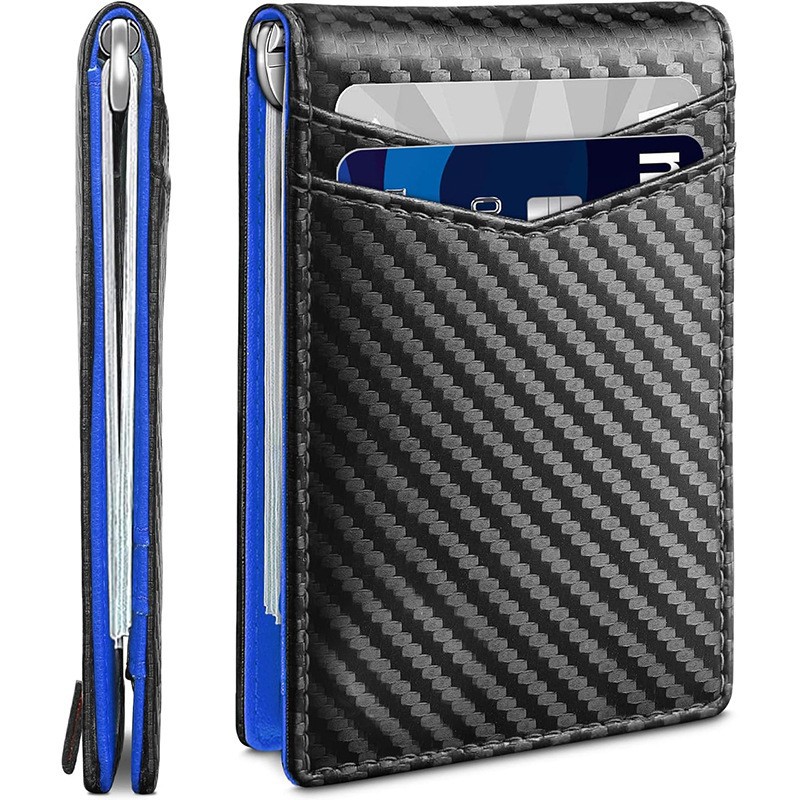 Fabricantes transfronterizos personalizados cartera multi-tarjeta cartera de fibra de carbono doble cartera masculina sensación de alto nivel