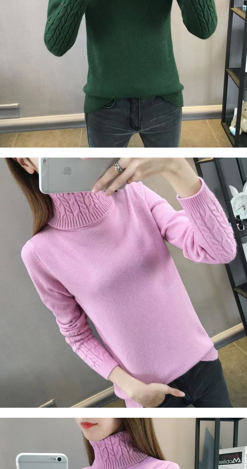 Women's Wool High Neck Fashion Sweater - Gray Color - Detail Shot HS:6110301500 Age:Adult Gender:Female Origin:CN