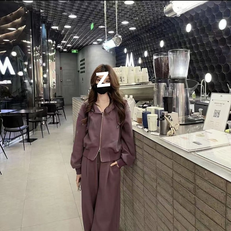 时尚运动服套装女2025年春秋季新款气质百搭连帽卫衣阔腿裤两件套|undefined