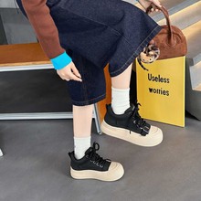 真皮厚底高帮鞋女2025秋季新款软底舒适透气圆头加绒休闲百搭板鞋