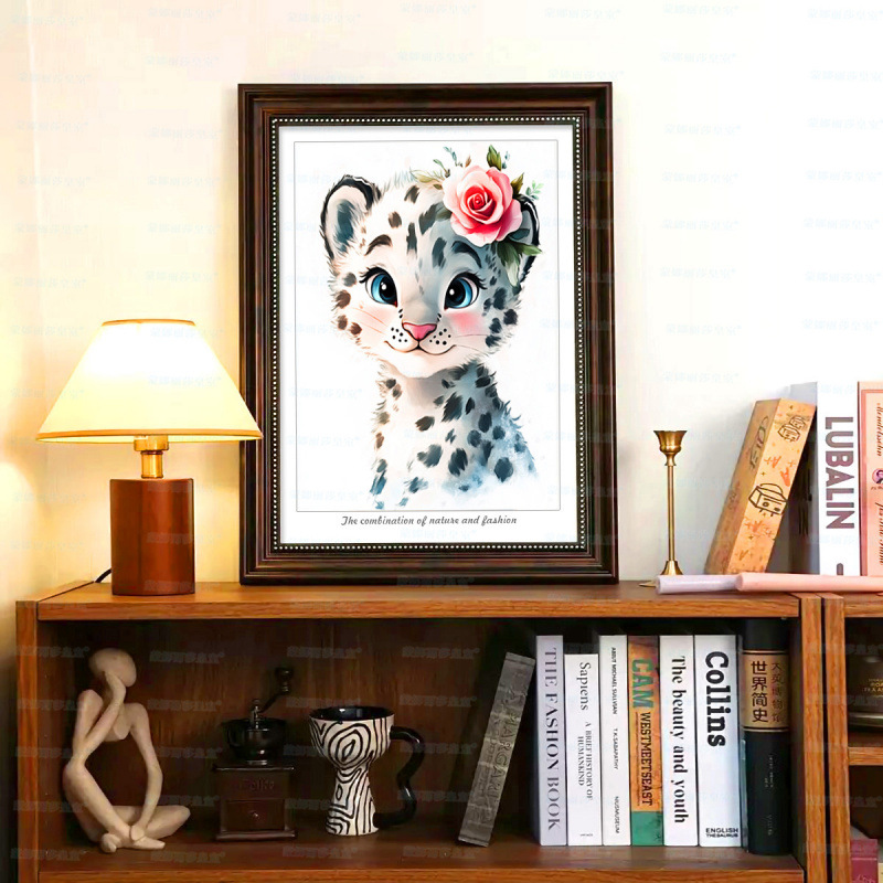 Mona Lisa Real Animal Combinado de bordado cruzado - Leopardo adorable miniaturizado de dibujos animados bordado a mano moderno minimalista image 3